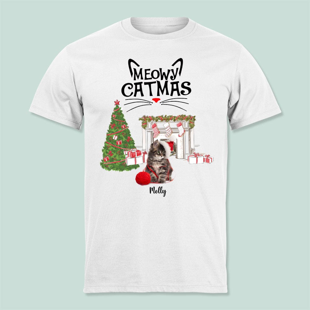 GeckoCustom Custom Photo Meowy Catmas Cat Shirt T286 HN590 Unisex T-Shirt / Sport Grey / S