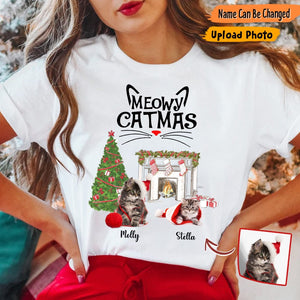 GeckoCustom Custom Photo Meowy Catmas Cat Shirt T286 HN590