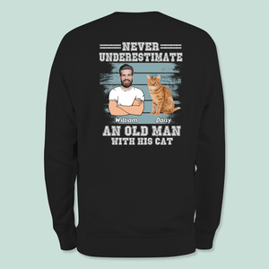 GeckoCustom Custom Photo Never Underestimate An Old Man With His Cats Back Shirt N304 889045 Long Sleeve / Colour Black / S