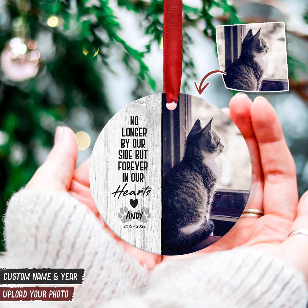 GeckoCustom Custom Photo No Longer By Our Side But Forever In Our Heart Dog Cat Wood Ornament K228 HN590