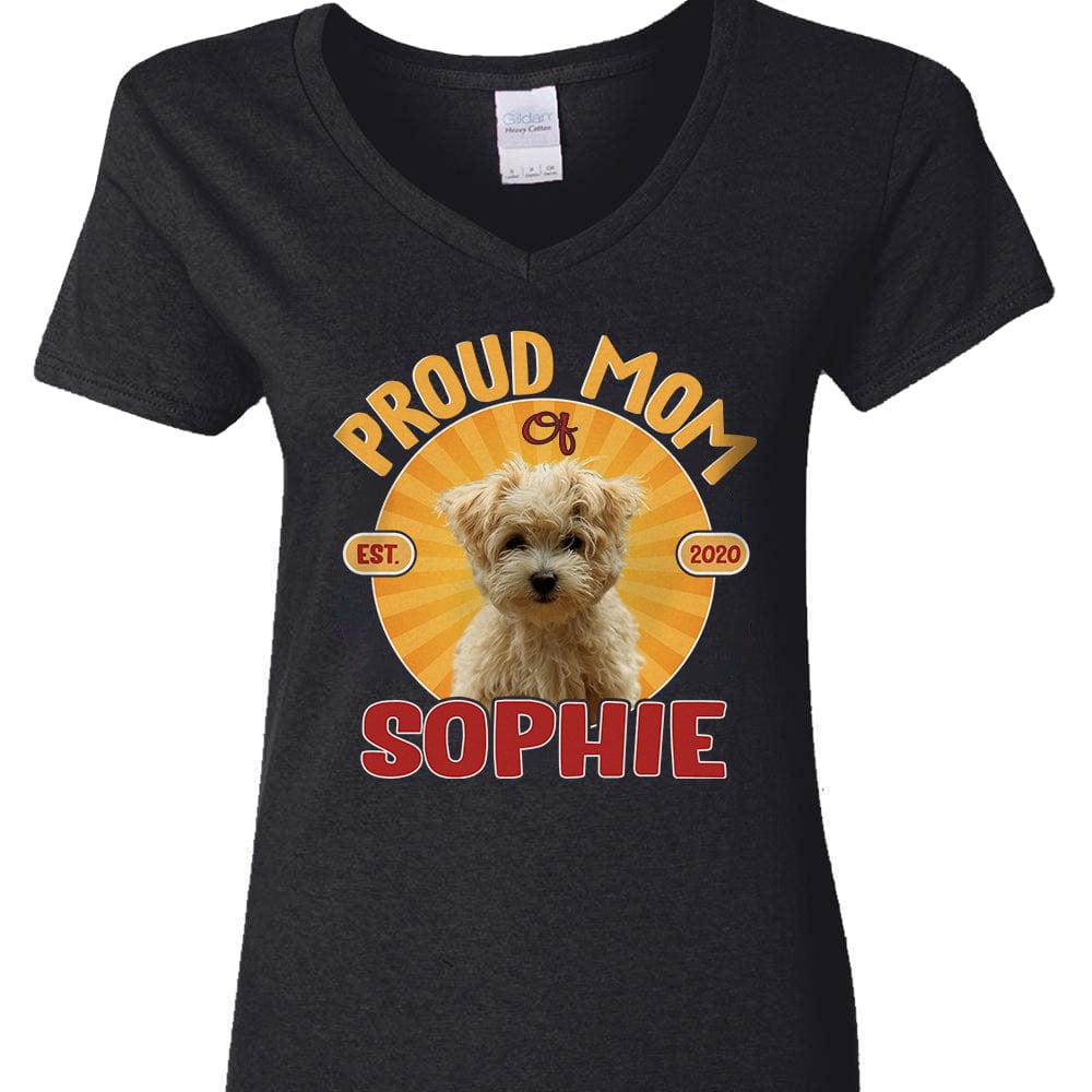 GeckoCustom Custom Photo Proud Mom And Dad For Dog Lover N304 889123 Women V-neck / V Black / S