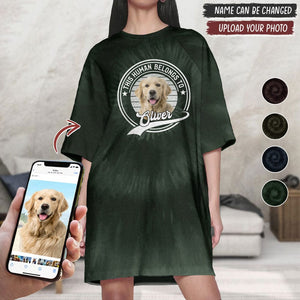 GeckoCustom Custom Photo The Human Belongs To Dog Raglan Nightgown T368 HN590