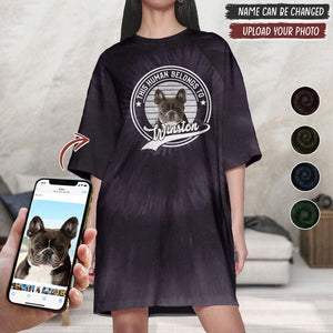 GeckoCustom Custom Photo The Human Belongs To Dog Raglan Nightgown T368 HN590