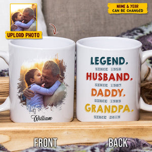 GeckoCustom Custom Photo The Legend Dad Grandpa Family Mug N304 HN590