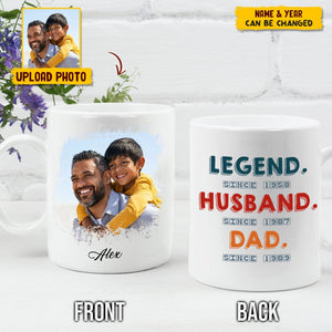 GeckoCustom Custom Photo The Legend Dad Grandpa Family Mug N304 HN590