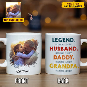 GeckoCustom Custom Photo The Legend Dad Grandpa Family Mug N304 HN590