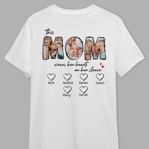 GeckoCustom Custom Photo This Mama Wears Her Heart On Her Sleeve Shirt N304 889153 Premium Tee (Favorite) / P Light Blue / S