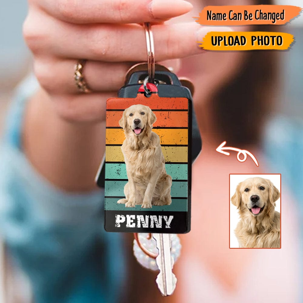 GeckoCustom Custom Photo Vintage Retro Dog Cat Acrylic Keychain K228 HN590 60mmW x 40mmH