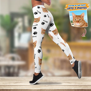 GeckoCustom Custom Photo With Accessory Pattern Cat Lover Legging Set T368