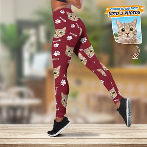 GeckoCustom Custom Photo With Accessory Pattern Cat Lover Legging Set T368