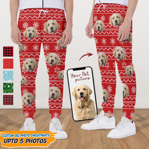 GeckoCustom Custom Photo With Christmas Pattern Dog Men and Women's Sweatpants N304 HN590