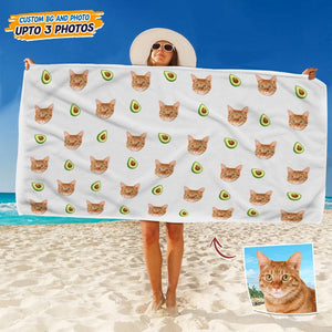 GeckoCustom Custom Photo With Icon Decoration Cat Beach Towel T368 HN590