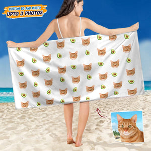 GeckoCustom Custom Photo With Icon Decoration Cat Beach Towel T368 HN590
