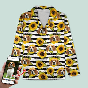 GeckoCustom Custom Photo With Sunflower Pattern Dog Cat Pajamas T368 HN590 For Adult / Only Shirt / XS