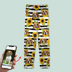 GeckoCustom Custom Photo With Sunflower Pattern Dog Cat Pajamas T368 HN590 For Adult / Only Pants / XS