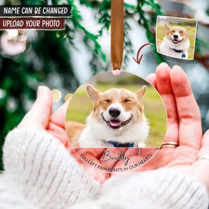 GeckoCustom Custom Photo You Left Paws Print In Our Heart Dog Cat Acrylic Ornament K228 HN590