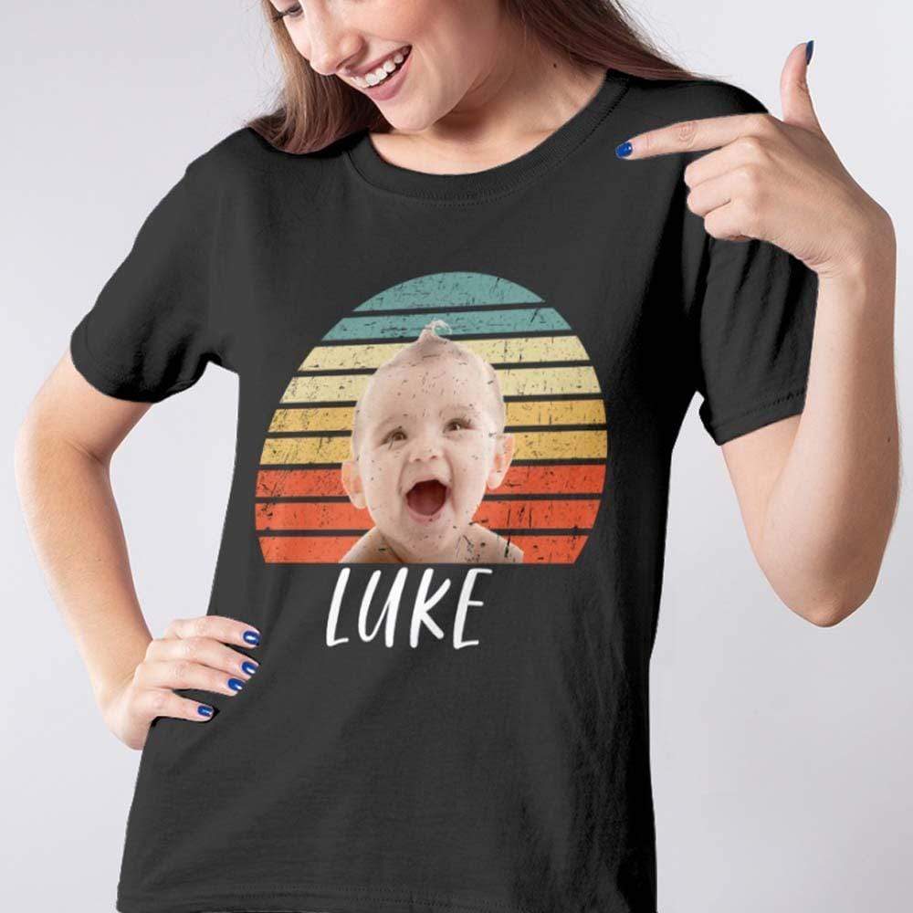 GeckoCustom Custom Vintage Retro Photo Shirt, Custom Face Shirt, Photo Print Shirt Women T Shirt / Black Color / S