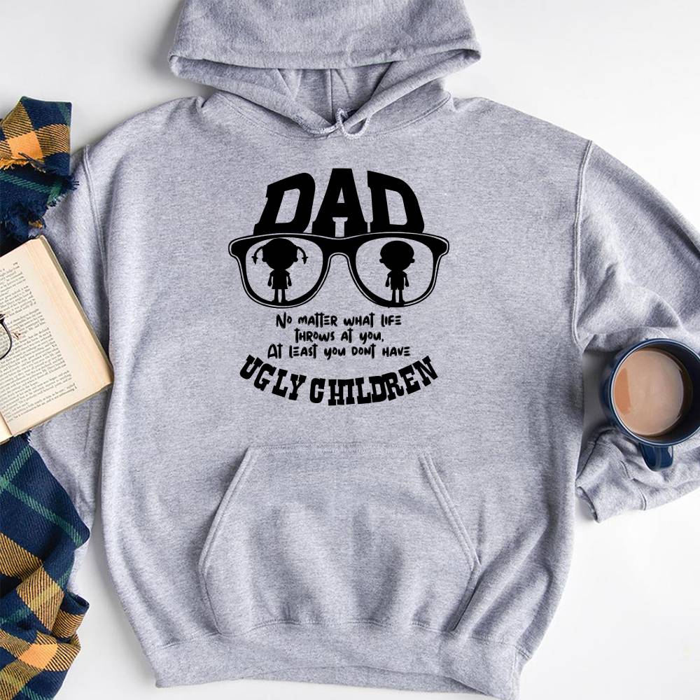GeckoCustom Dad And Ugly Children Family T-shirt, HN590 Pullover Hoodie / Sport Grey Color / S