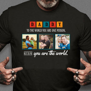 GeckoCustom Daddy Personalized Custom Photo Father's Day Shirt H358 Basic Tee / Black / S