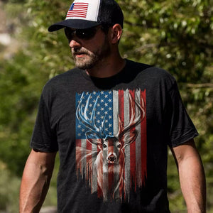 GeckoCustom Deer Flag America Front Hunting Shirt HN590