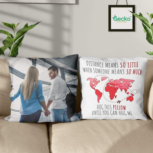 GeckoCustom Distance Means So Little Couple Throw Pillow, Valentine Gift HN590