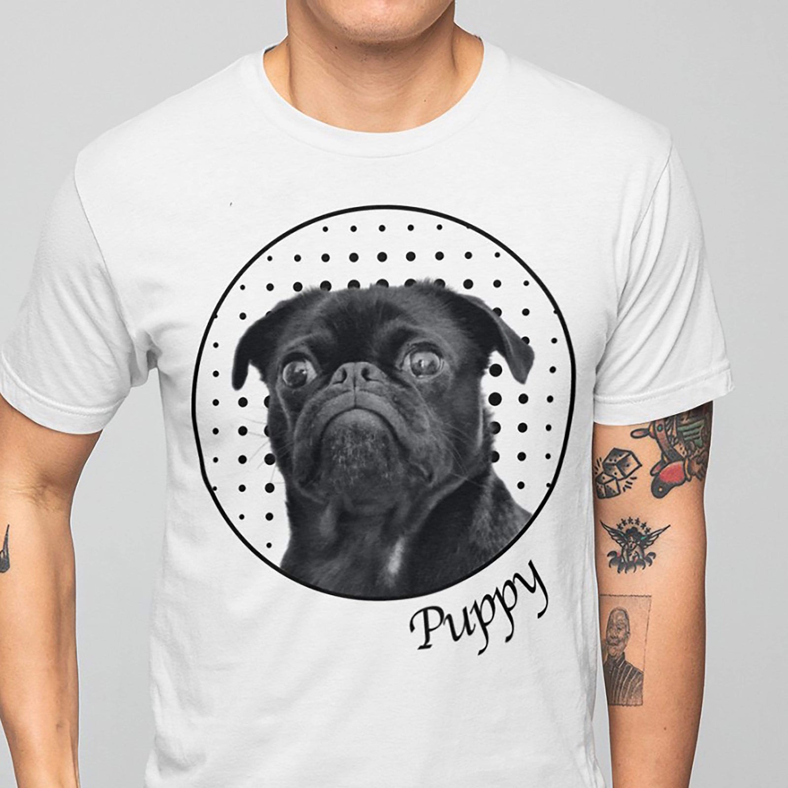 GeckoCustom Dog Cat Face Photo Shirt, Custom Dog Photo Light Color T Shirt SG02 Unisex T-Shirt / Sport Grey / S