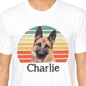 GeckoCustom Dog Cat Vintage Retro Photo Shirt Personalized Custom Photo Dog Cat Pet Bright Shirt C548 Basic Tee / White / S