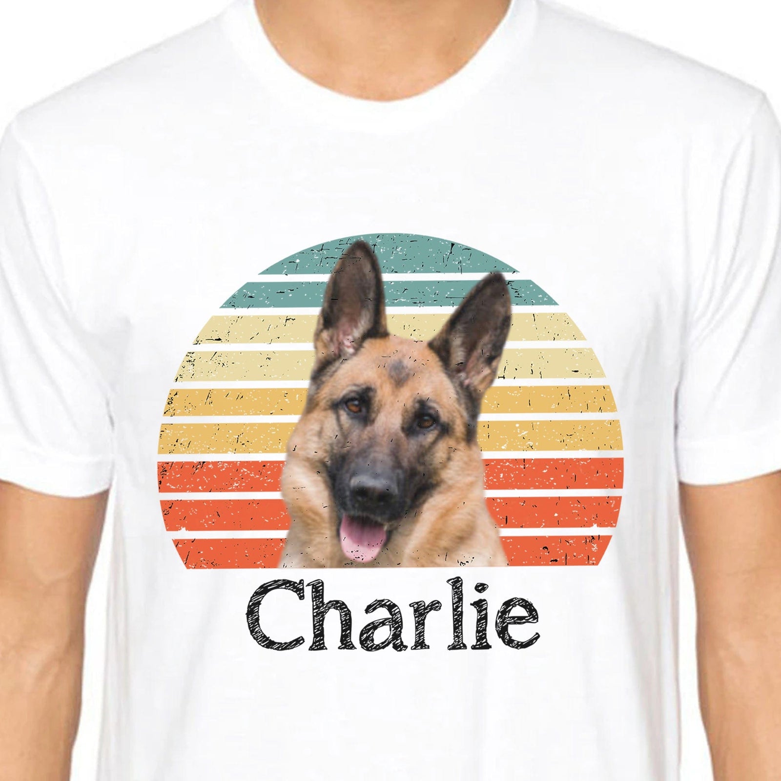 GeckoCustom Dog Cat Vintage Retro Photo Shirt Personalized Custom Photo Dog Cat Pet Bright Shirt C548 Basic Tee / White / S