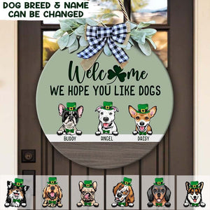 GeckoCustom Dog Wood Door Sign, Front Door Wreath HN590 12 Inch