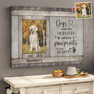 GeckoCustom Dogs Leave Paw Prints On Our Heart Dog Canvas, Dog Gift, Dog Loss Gift, Memorial gift, HN590 12 x 8 Inch / Satin Finish: Cotton & Polyester