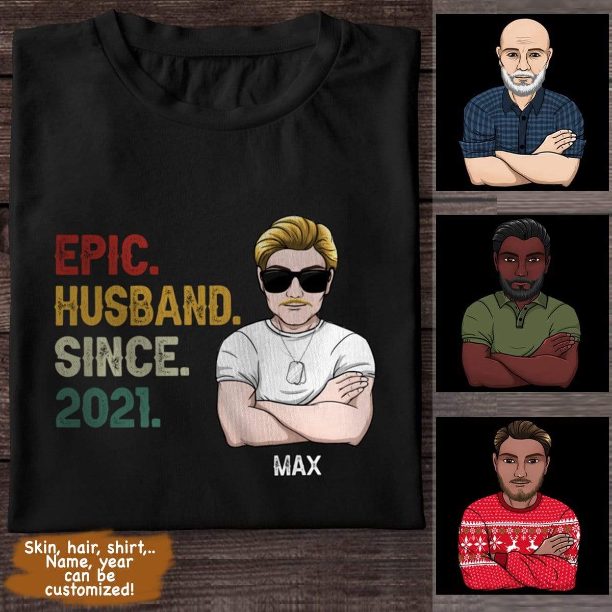 GeckoCustom Epic Husband Since Year Family Shirt Unisex T-Shirt / Black / S