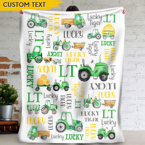 GeckoCustom Farmer Personalized Baby Tractor  Blanket HN590 VPL Cozy Plush Fleece Blanket 60x80