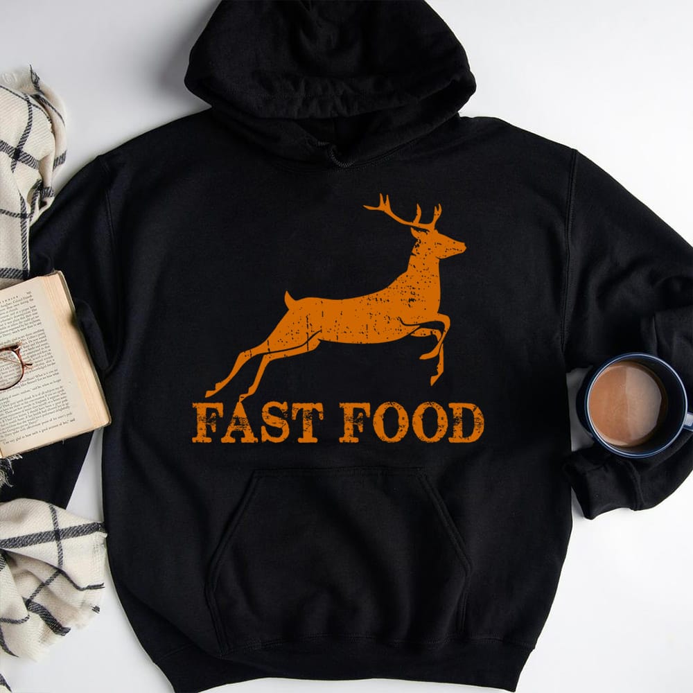 GeckoCustom Fast Food Funny Hunting T-shirt, Hunter Gift HN590 Pullover Hoodie / Black Colour / S