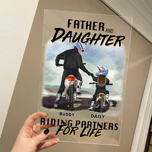 GeckoCustom Father & Child Riding Partners For Life Family 888238 Acrylic Frame, HN590