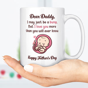 GeckoCustom Fathers Day Gift From Pregnant Mother Baby Bump, Unborn Baby Father's Day Mug, Present For Dad To Be, Expectant Mother Gift To Daddy C304