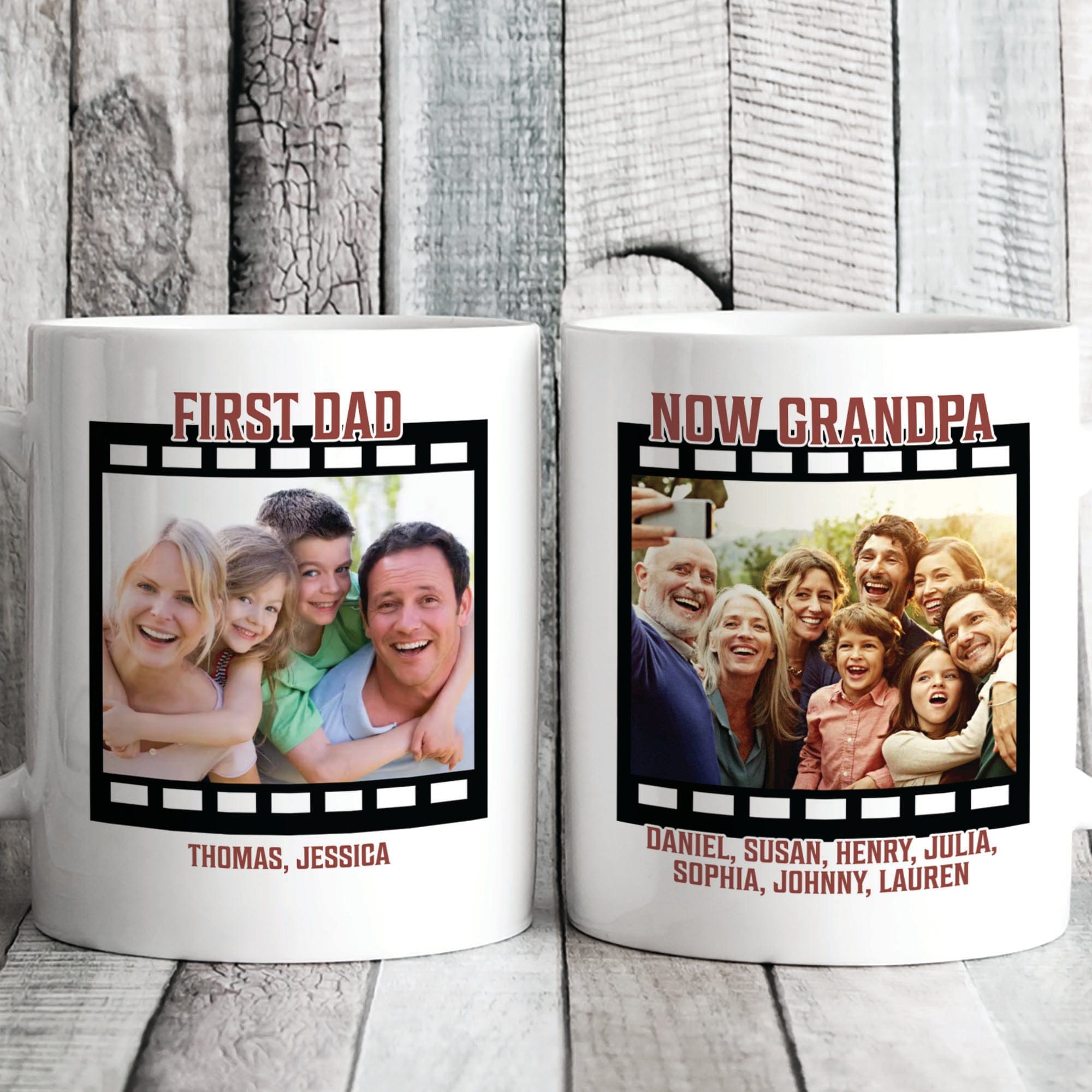 GeckoCustom First Dad Now Grandpa Personalized Custom Father's Day Birthday Photo Mug C337 11oz