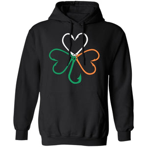 GeckoCustom Fishing Hook Irish Shamrock St Patrick Shirt Hoodie / Black / S