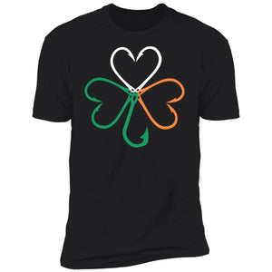 GeckoCustom Fishing Hook Irish Shamrock St Patrick Shirt Premium Tee / Black / X-Small