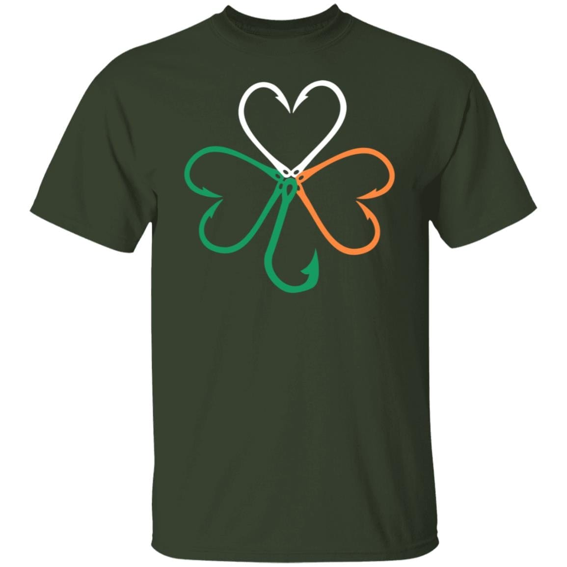 GeckoCustom Fishing Hook Irish Shamrock St Patrick Shirt Basic Tee / Forest / S