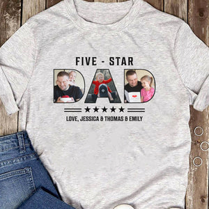 GeckoCustom Five Star Dad Personalized Custom Photo Shirt For Dad C316