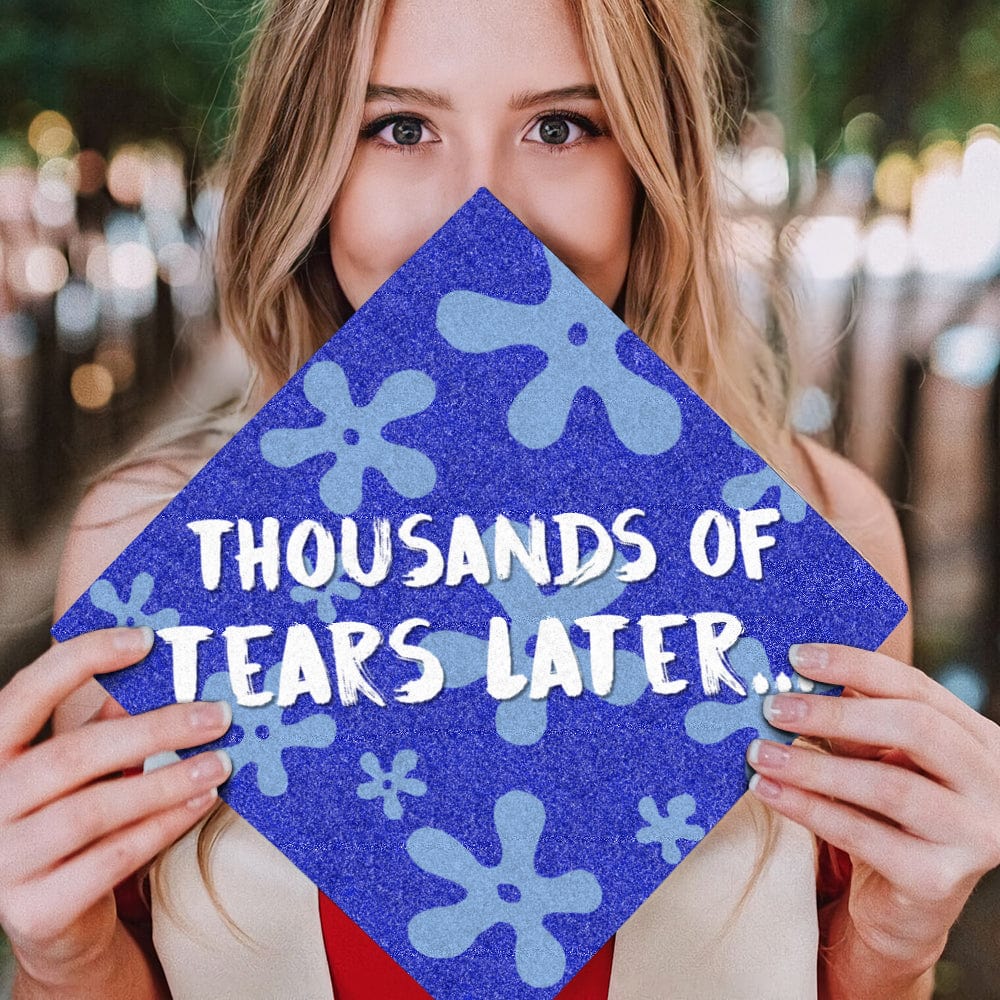 GeckoCustom Four Years Later Thousand Years Later Graduation Cap Topper, HN590 9.5"x9.5"