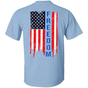 GeckoCustom Freedom Flag 4th of July Shirt H374 Basic Tee / Light Blue / S