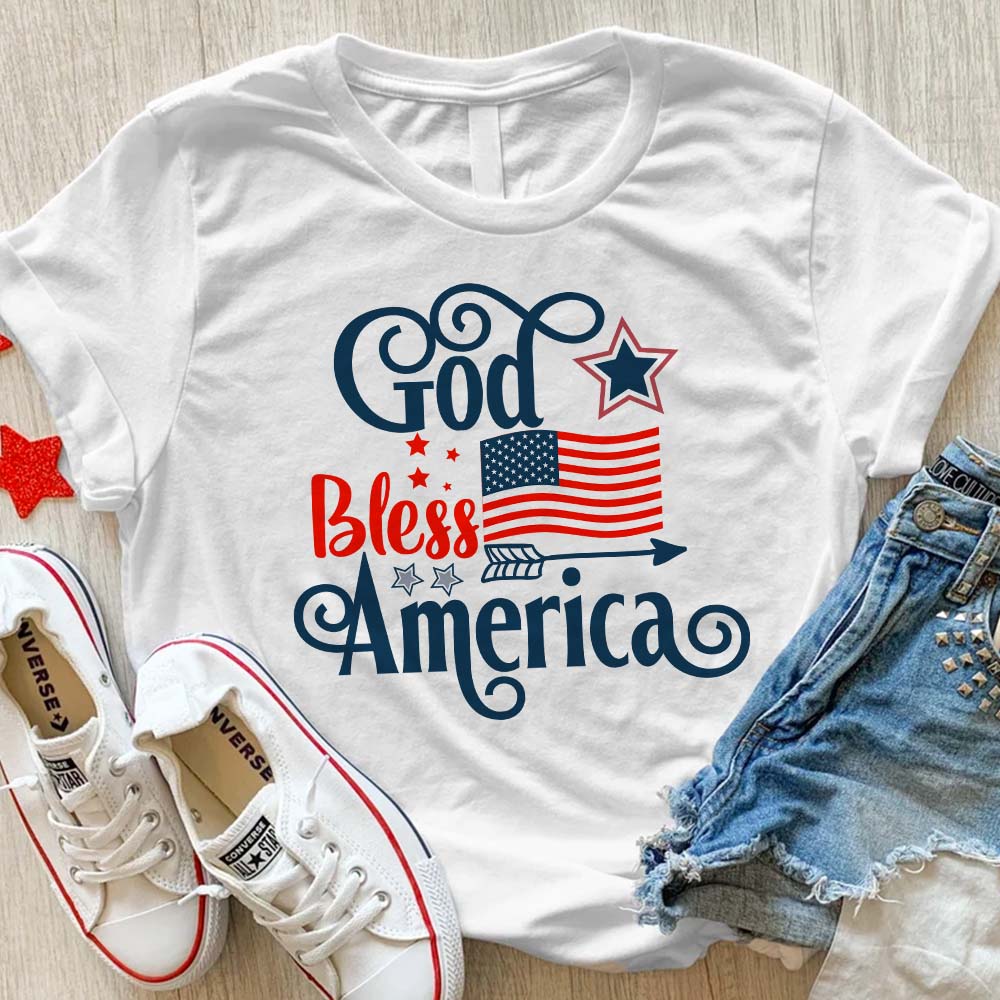 GeckoCustom God Bless America Flag American Shirt, HN590