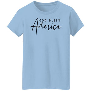 GeckoCustom God Bless America Patriotic 4th of July Shirt H405 Women T-shirt / Light Blue / S