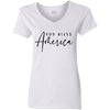 GeckoCustom God Bless America Patriotic 4th of July Shirt H405 Women V-Neck / White / S