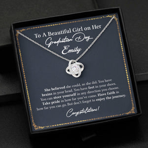 GeckoCustom Graduation Day Personalized Message Card Necklace C192 Love Knot