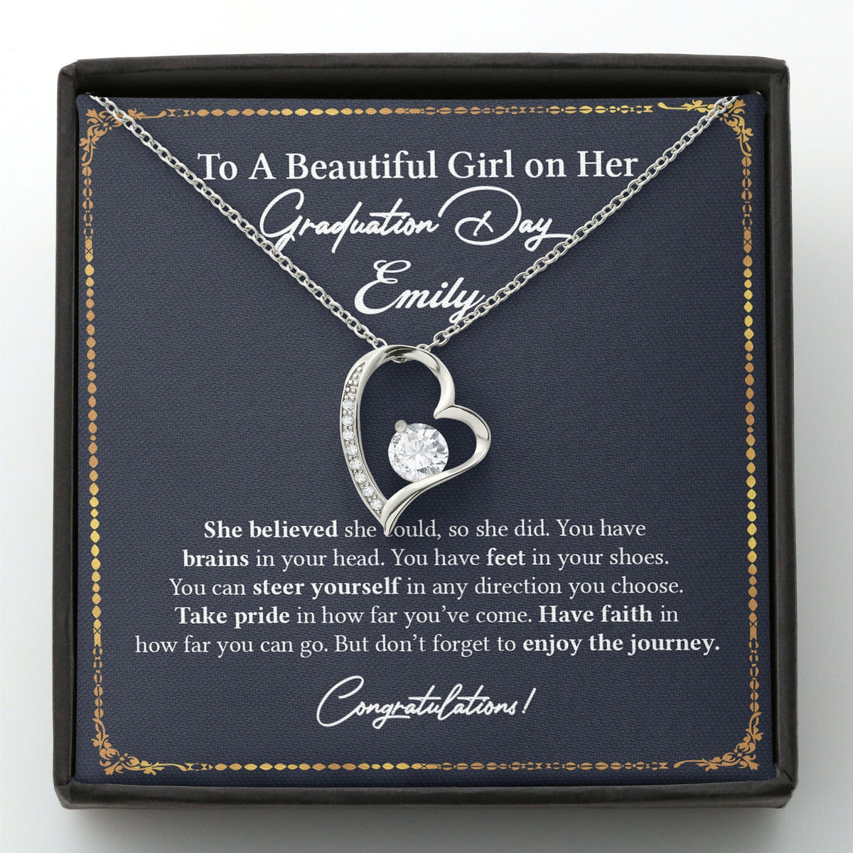 GeckoCustom Graduation Day Personalized Message Card Necklace C192