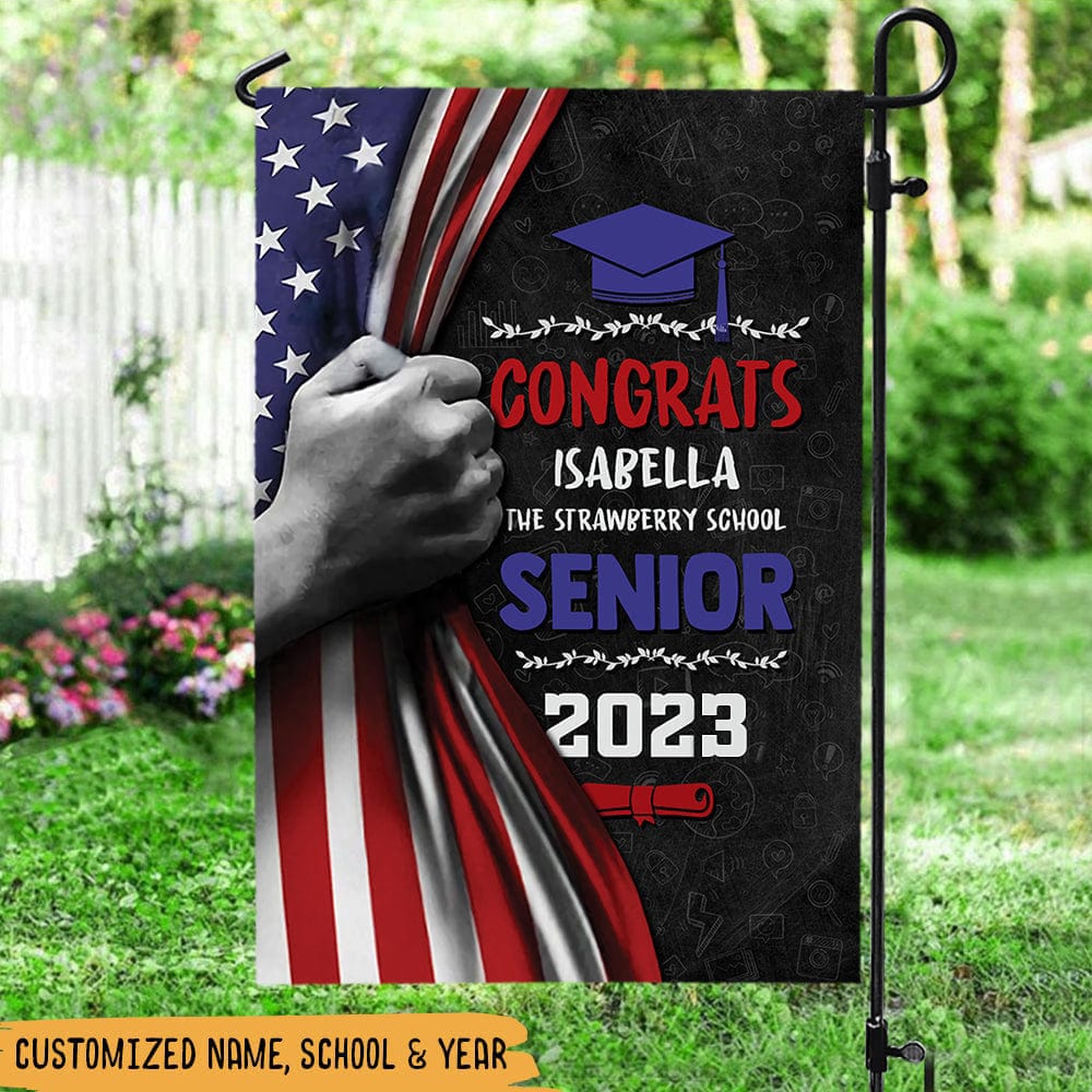 GeckoCustom Graduation With America Flag Graduation's Day Flag HN590