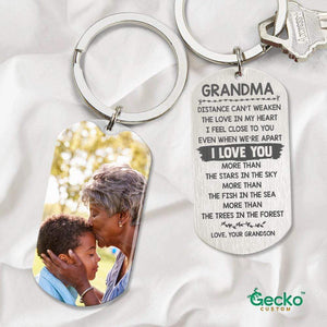 GeckoCustom Grandma Distance Can't Weaken The Love Family Metal Keychain HN590 No Gift box