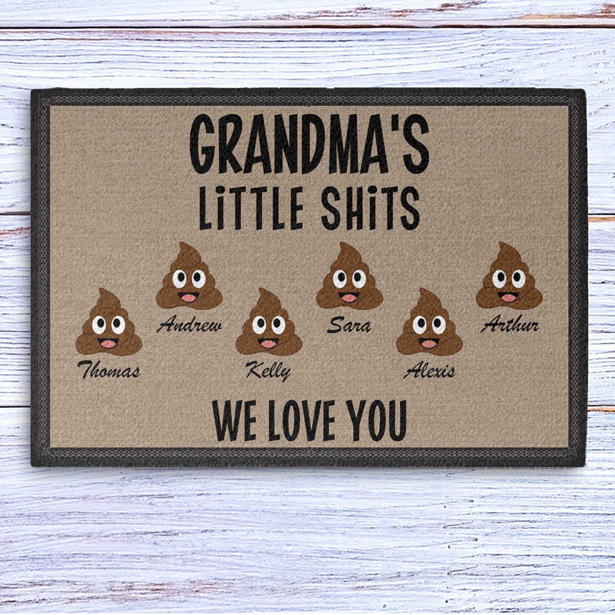 GeckoCustom Grandma Grandpa Little Shits Personalized Doormats 24x16 inch - 60x40 cm